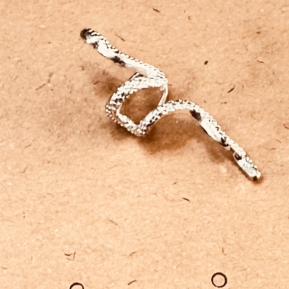 Silver Tone Snake Ear Cuff Snake is Textured & Looks to be Crawling up Ear - Picture 10 of 10
